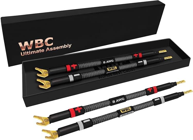 Premium 8 Inch 8 AWG OFC Speaker Jumper Cables (4 Pack)