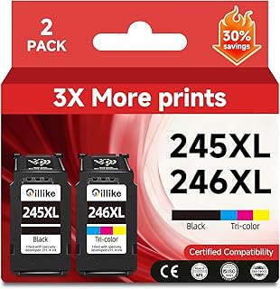 245XL and 246XL Ink Cartridges for Canon Printers, 2 Pack
