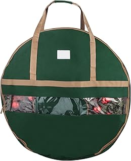 Green Canvas Wreath Storage Bag with Clear Window
