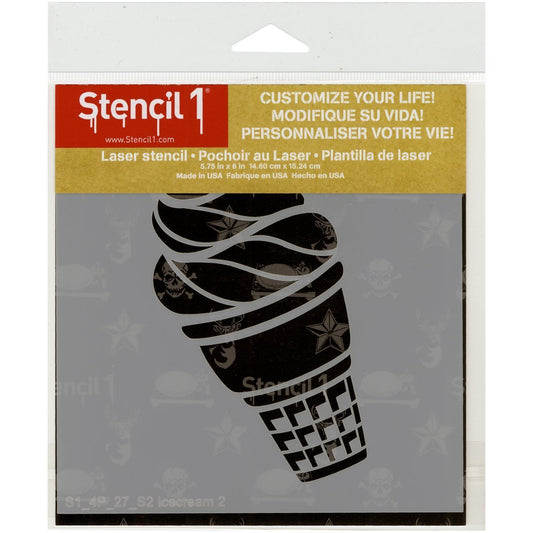 Ice Cream Stencil 5.75" x 6" Reusable Mylar