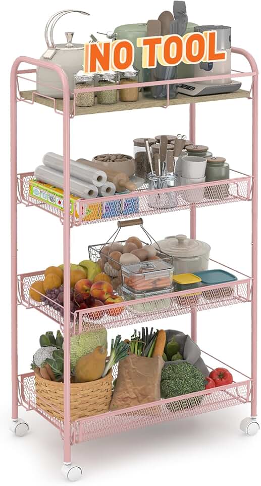 Four-Tier Metal Rolling Storage Cart