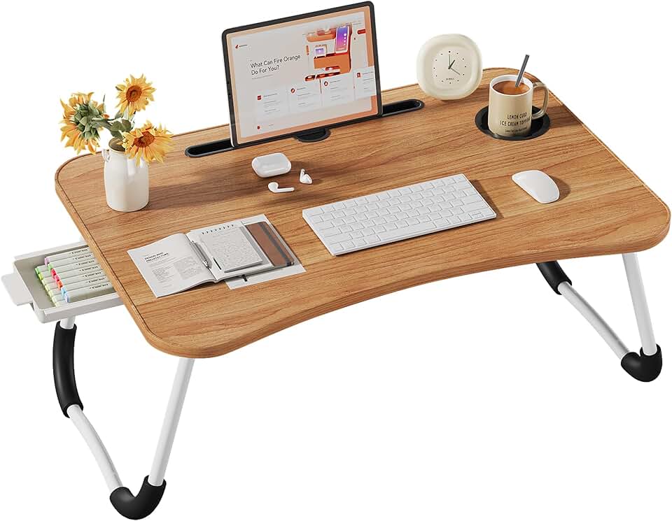 Large foldable lap desk for eating and working