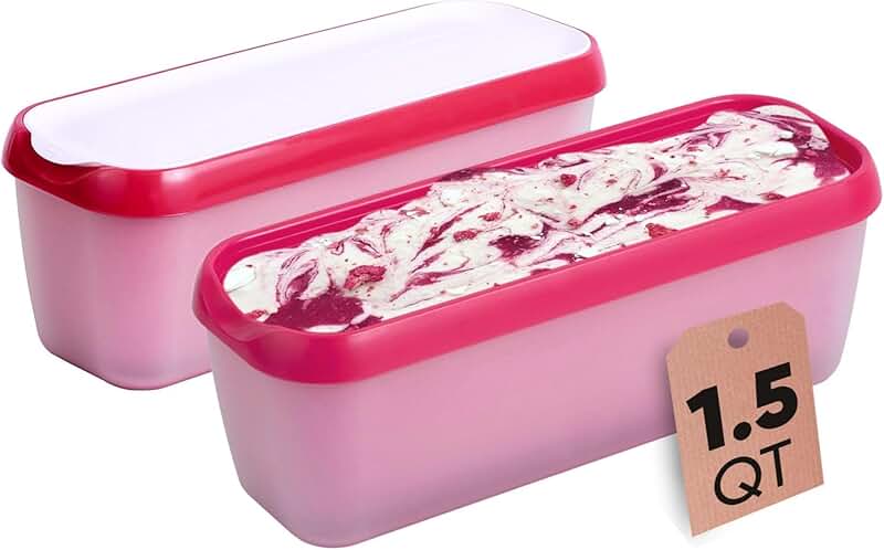 2-Pack 1.5 Quart Ice Cream Storage Containers with Lids