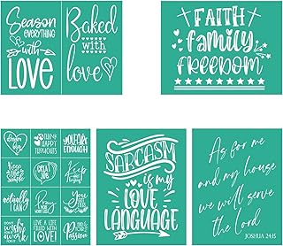 Set of 5 reusable self-adhesive silk screen stencils, 8.5x11 inches