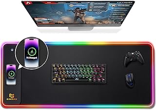 Large RGB Gaming Mouse Pad with Wireless Charging