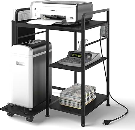 Printer Stand with Charging Station and Storage