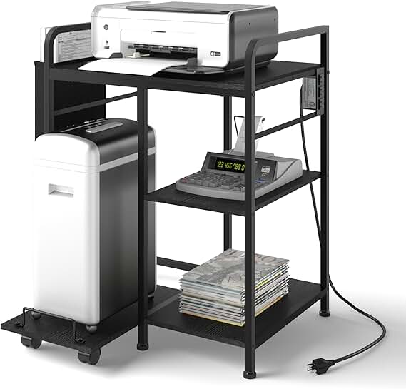 Printer Stand with Charging Station and Storage