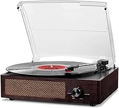 Portable vinyl record player with Bluetooth and speakers