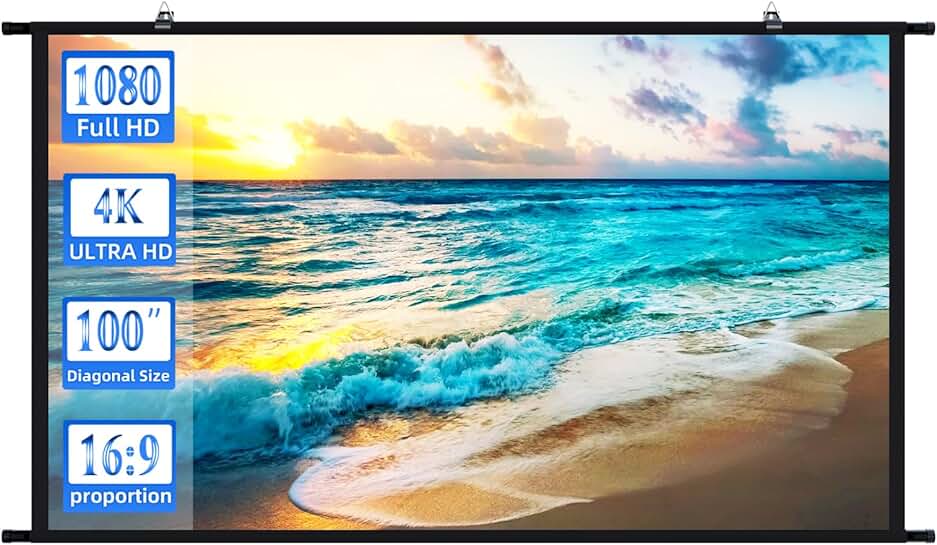 Portable 100" Indoor/Outdoor Projection Screen for Movies and Presentations