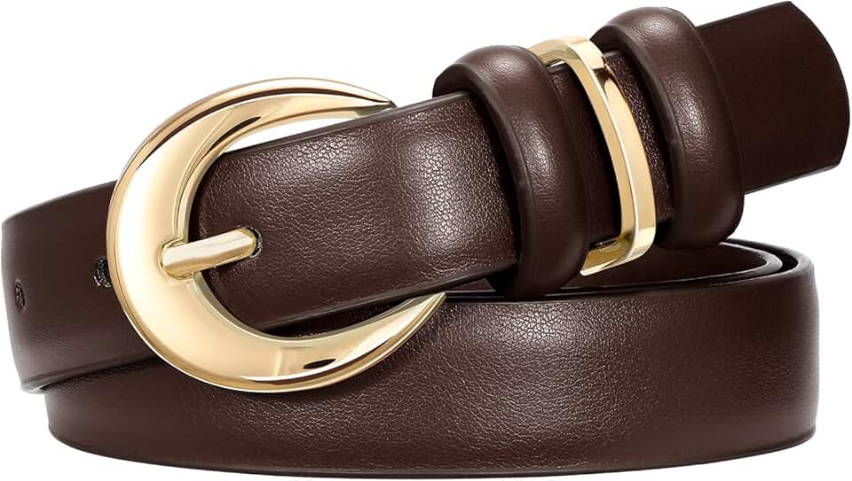 Women’s Leather Belt for Jeans and Dresses, 0.9" Wide