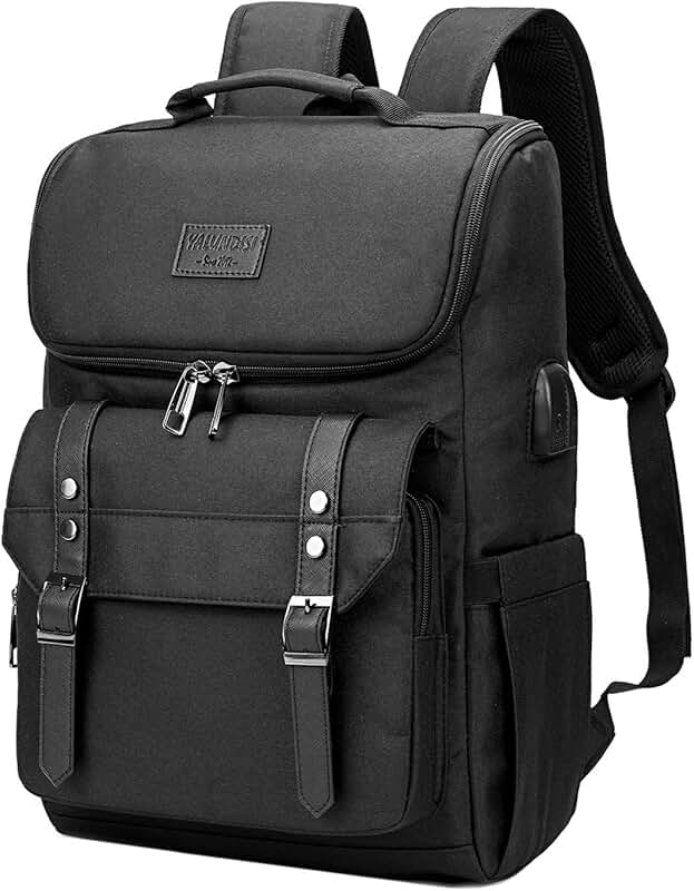 Vintage Travel Laptop Backpack with USB Port