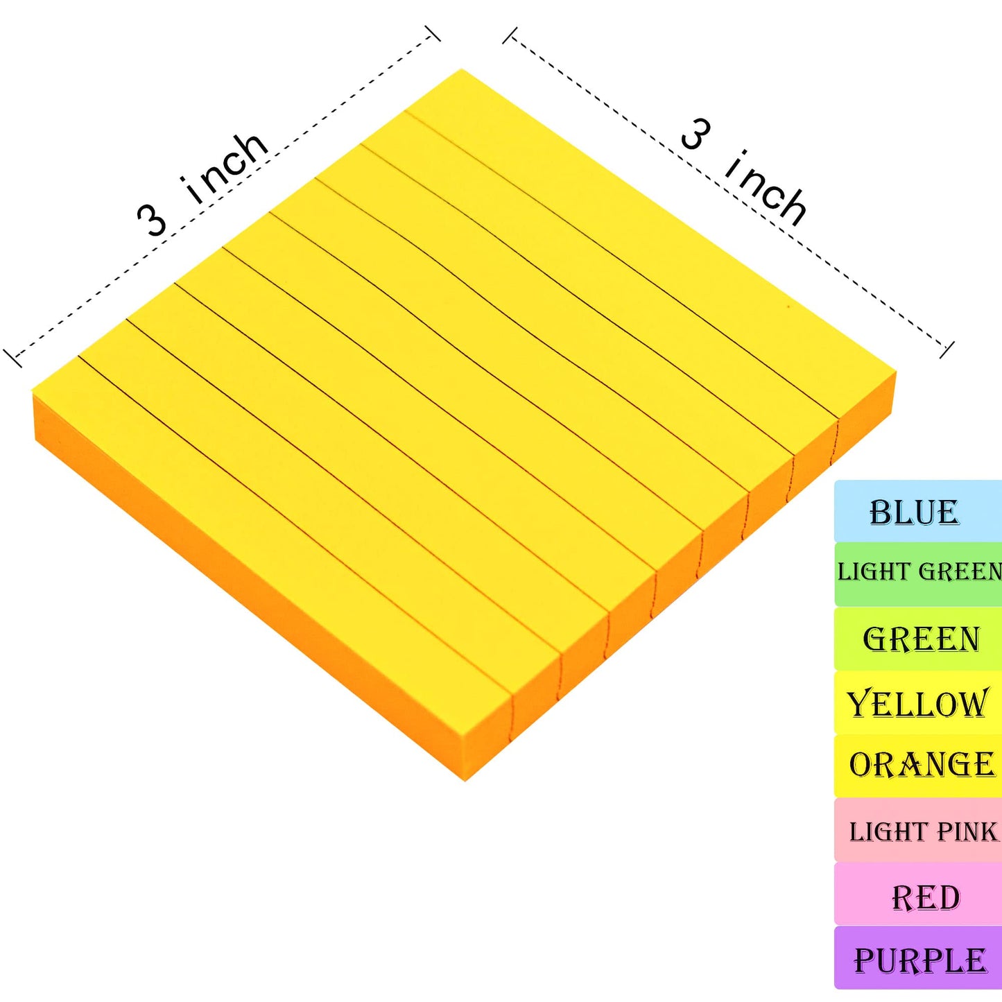 (8 Pack) Lined Sticky Notes Post, 8 Colors Self Sticky Notes Pad Its 3X3 in, Bright Post Stickies Colorful Big Square Sticky Notes for Office, Home, School, Meeting,82 Sheets/pad