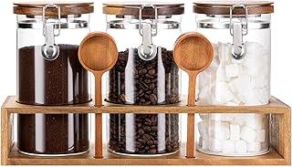 Glass Coffee and Sugar Canister Set with Shelf