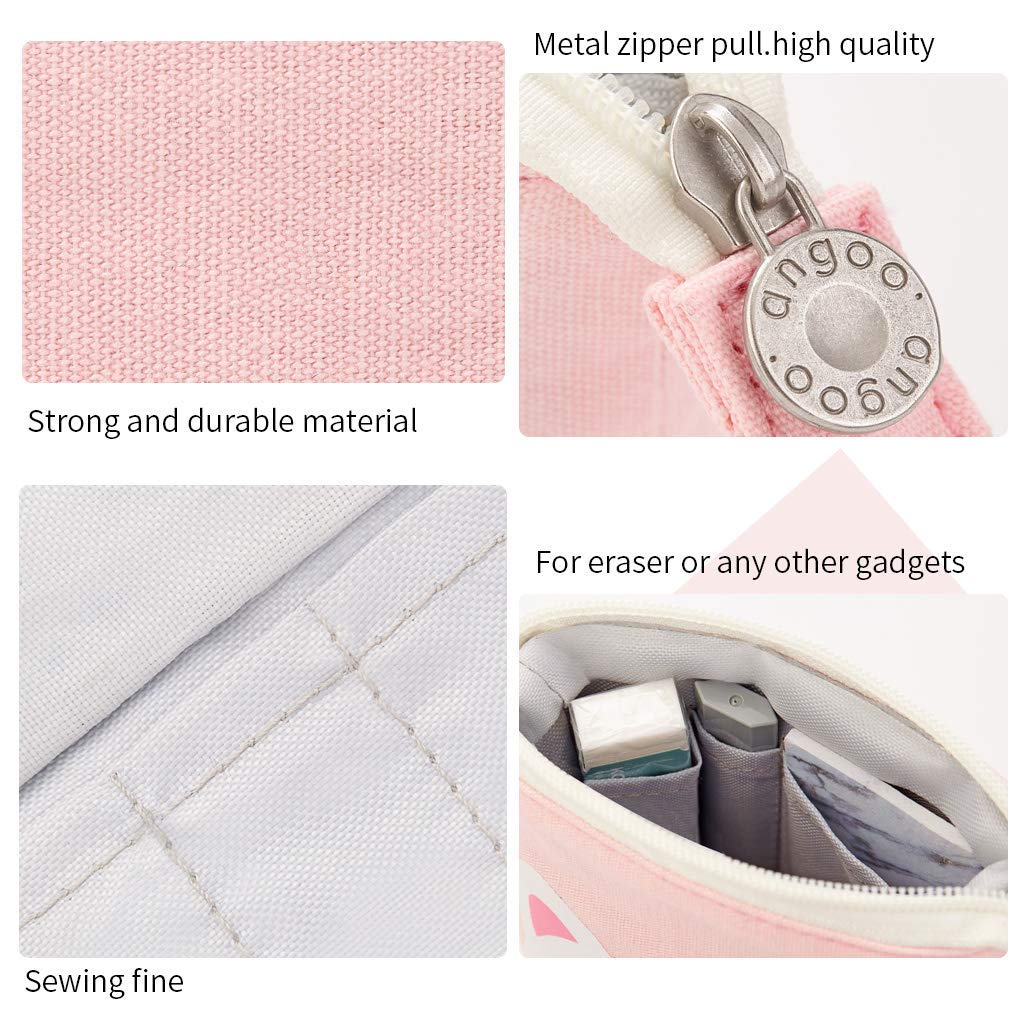 Pink cartoon cat pencil pouch for students