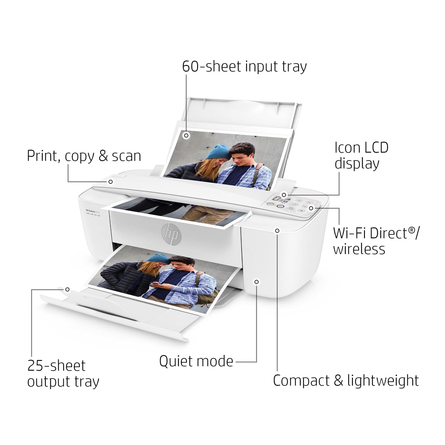 DeskJet 3772 All-in-One Wireless Color Inkjet Printer, Scan and Copy, Instant Ink Ready, T8W88A (Renewed)