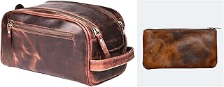 Vintage Leather Pencil and Toiletry Bag