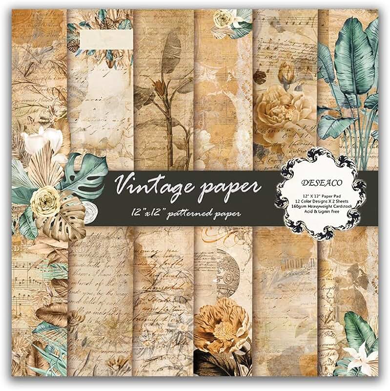 Vintage 12x12 Botanical Scrapbook Paper Pad