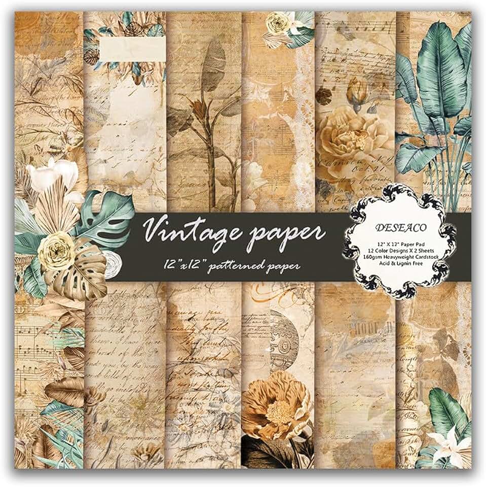 Vintage 12x12 Botanical Scrapbook Paper Pad