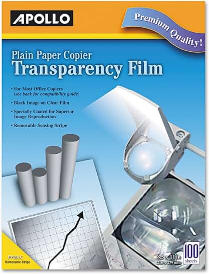 Black on clear transparency film, 100 sheets