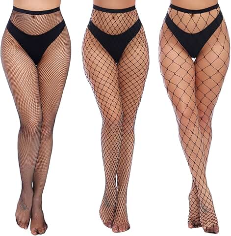 Women's High Waist Fishnet Thigh-High Tights