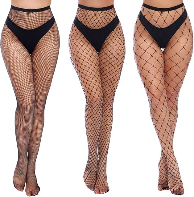 Women's High Waist Fishnet Thigh-High Tights
