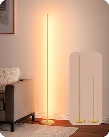 Slim Dimmable Corner Floor Lamp with Adjustable Height