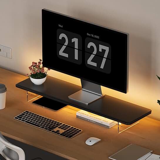 Wood Monitor Stand Riser with Adjustable Legs