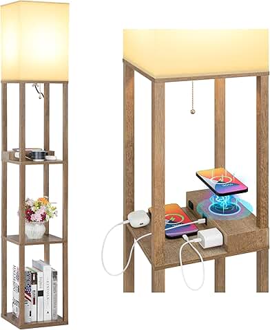 Modern Floor Lamp with Wireless Charger and USB Ports