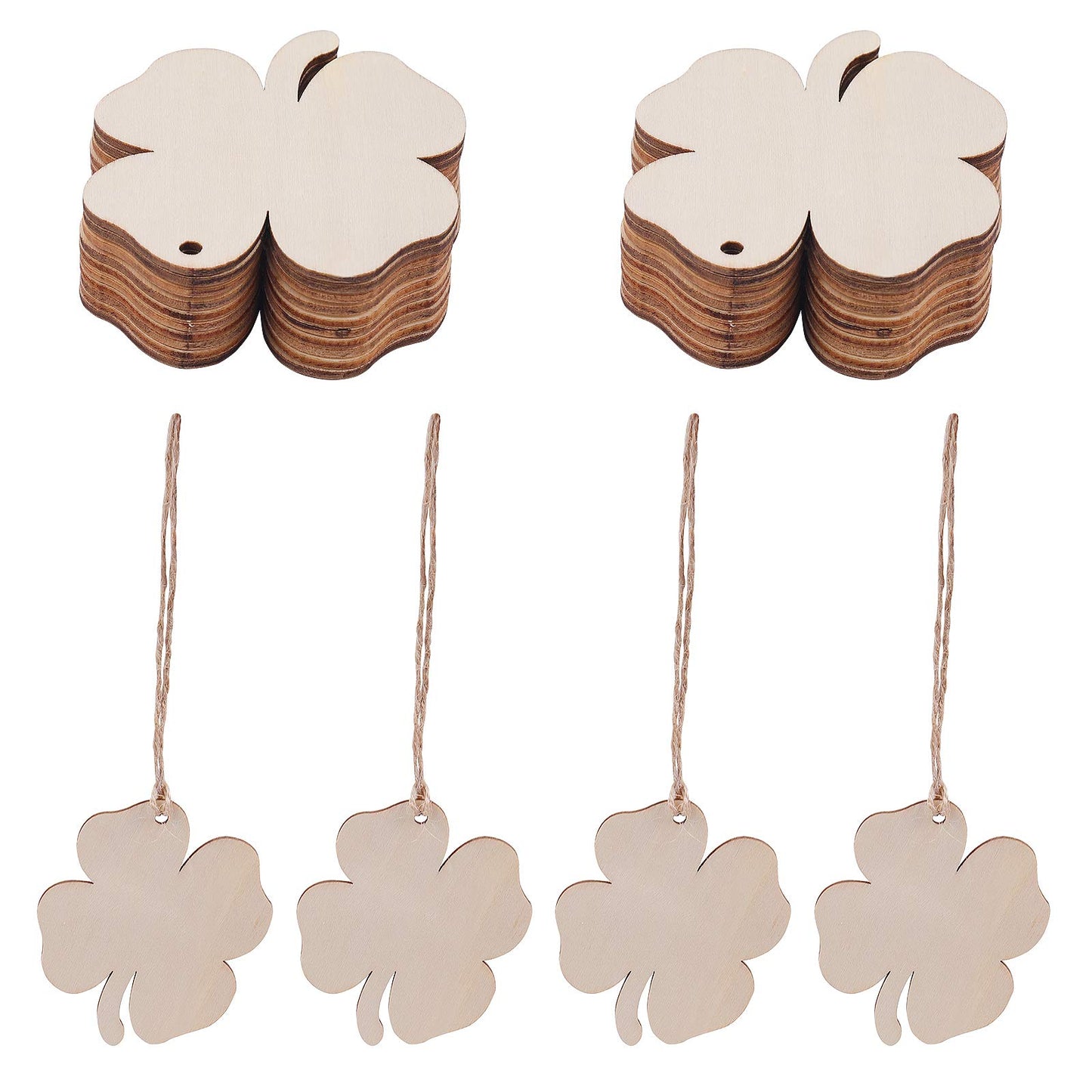 20pcs Shamrock Wooden Ornaments 8x7.2cm