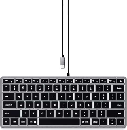 Slim wired backlit keyboard with USB-C connection