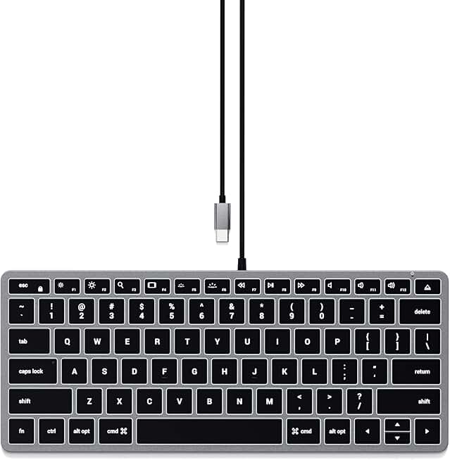 Slim wired backlit keyboard with USB-C connection