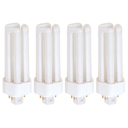 (Pack of 4) 26 Watt Triple Tube - GX24Q-3 (4 Pin) Base - 2700K Warm White - CFL Light Bulb - Replaces 20879 CF26DT/E/IN/827 - 458240 PL-T 26W/827/4P/ALTO - GE 97614 F26TBX/827/A/ECO