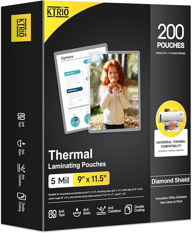 5 Mil Laminating Sheets, 8.5 x 11 Inches, 200 Pack