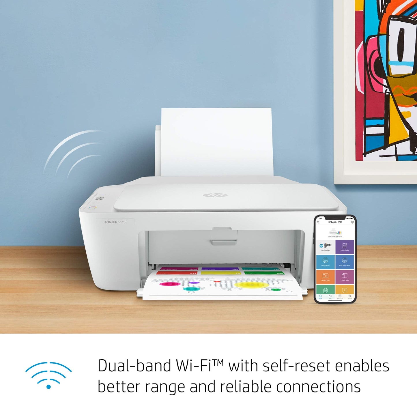 DeskJet 2752 Wireless All-in-One Color Inkjet Printer, Scan and Copy with Mobile Printing, 8RK11A (Renewed)