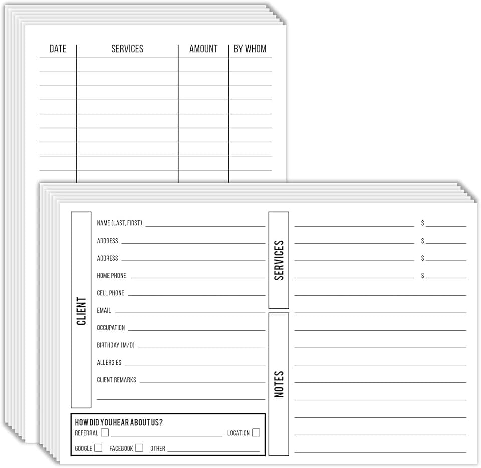 Customer Information Card for Beauticians and Cosmetologists