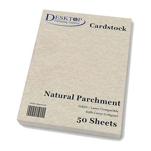 50 Sheets of 65lb Natural Parchment Cardstock