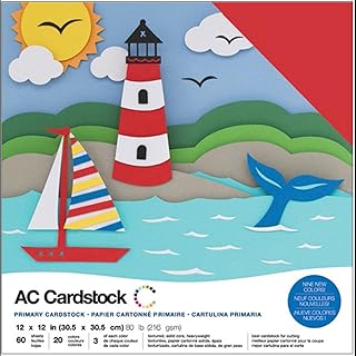 12x12 Textured Cardstock Pack with 60 Sheets in 20 Colors