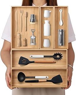 Stackable Bamboo Drawer Organizer Set