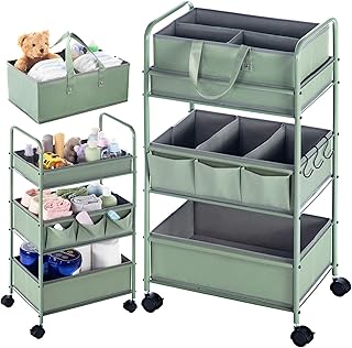 2-in-1 Baby Diaper Caddy Organizer with 3 Tiers