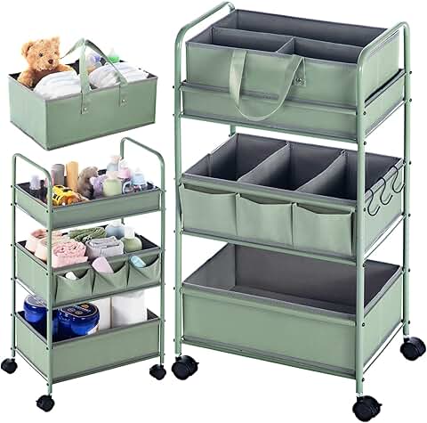 2-in-1 Baby Diaper Caddy Organizer with 3 Tiers