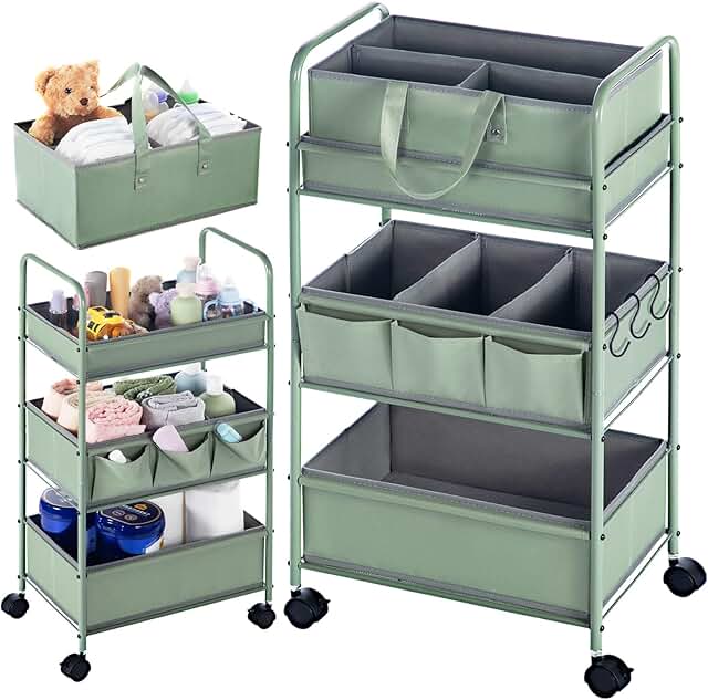 2-in-1 Baby Diaper Caddy Organizer with 3 Tiers