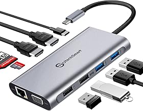 USB C Docking Station with Dual Monitors and Multiple Ports