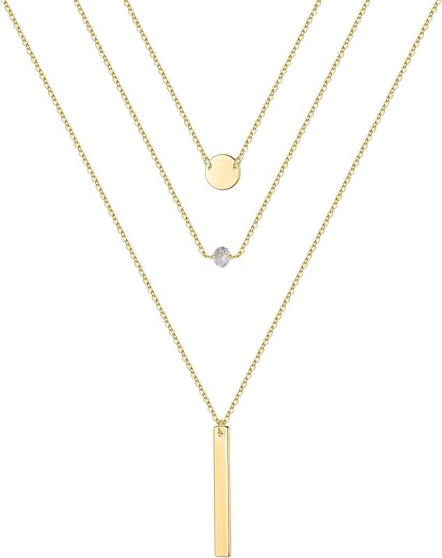 Gold layered necklaces with pearls, coins, and moon charms