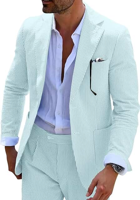Slim seersucker suit for summer events
