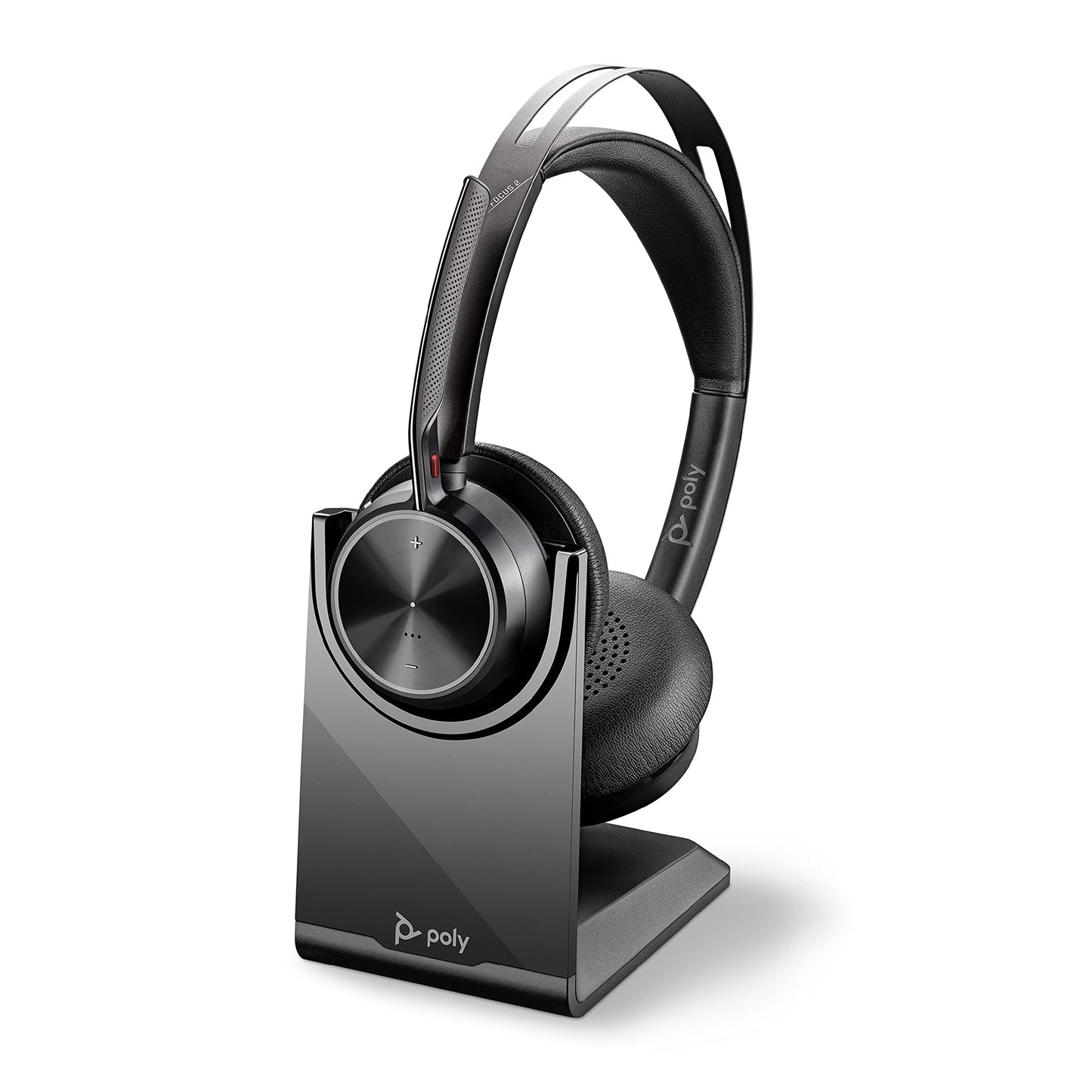 '- Voyager Focus 2 UC USB-A Headset with Stand (Plantronics) - Bluetooth (Stereo) Headset with Boom Mic - USB-A PC/Mac Compatible - Active Noise Canceling - Works w/ Teams, Zoom () & More