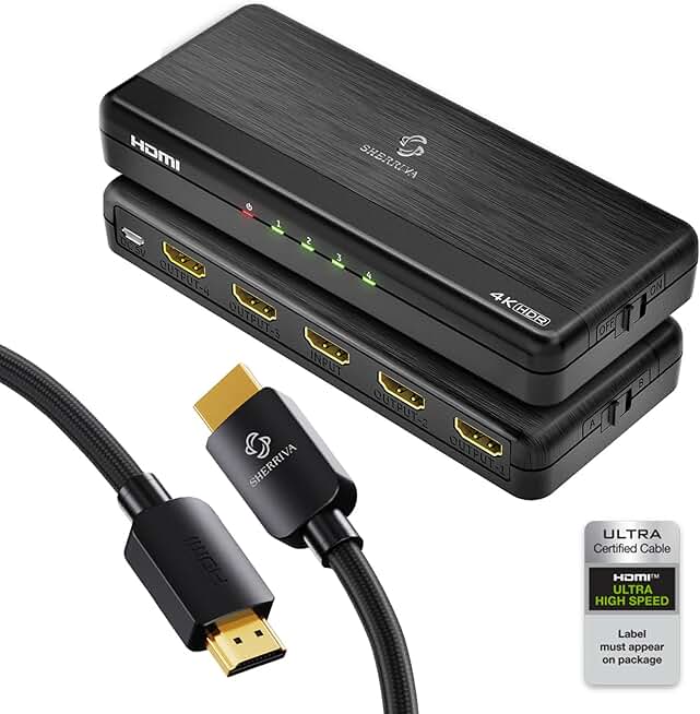 4K HDMI Splitter 1 In 4 Out with 6.6 ft Cable