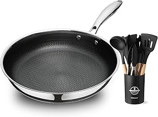 Hybrid frying pan with silicone utensil set