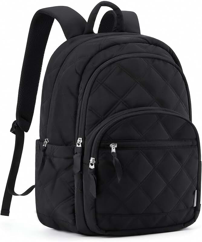 Quilted Water-Resistant Laptop Backpack for Women
