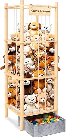 Large Wooden Stuffed Animal Storage with Toy Tray