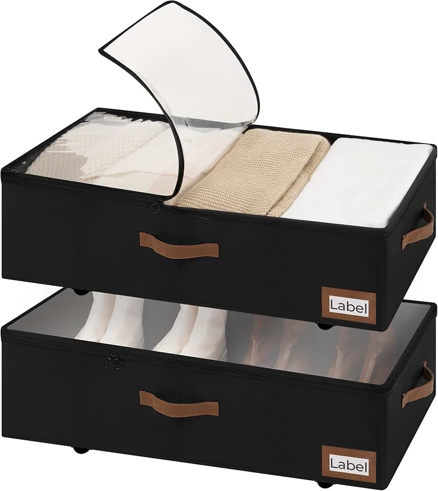 Under Bed Storage Containers with Wheels, 90L, 2-Pack